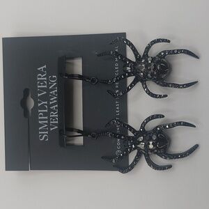 Simply Vera Black Spider Sparkly Drop Pierced Earrings